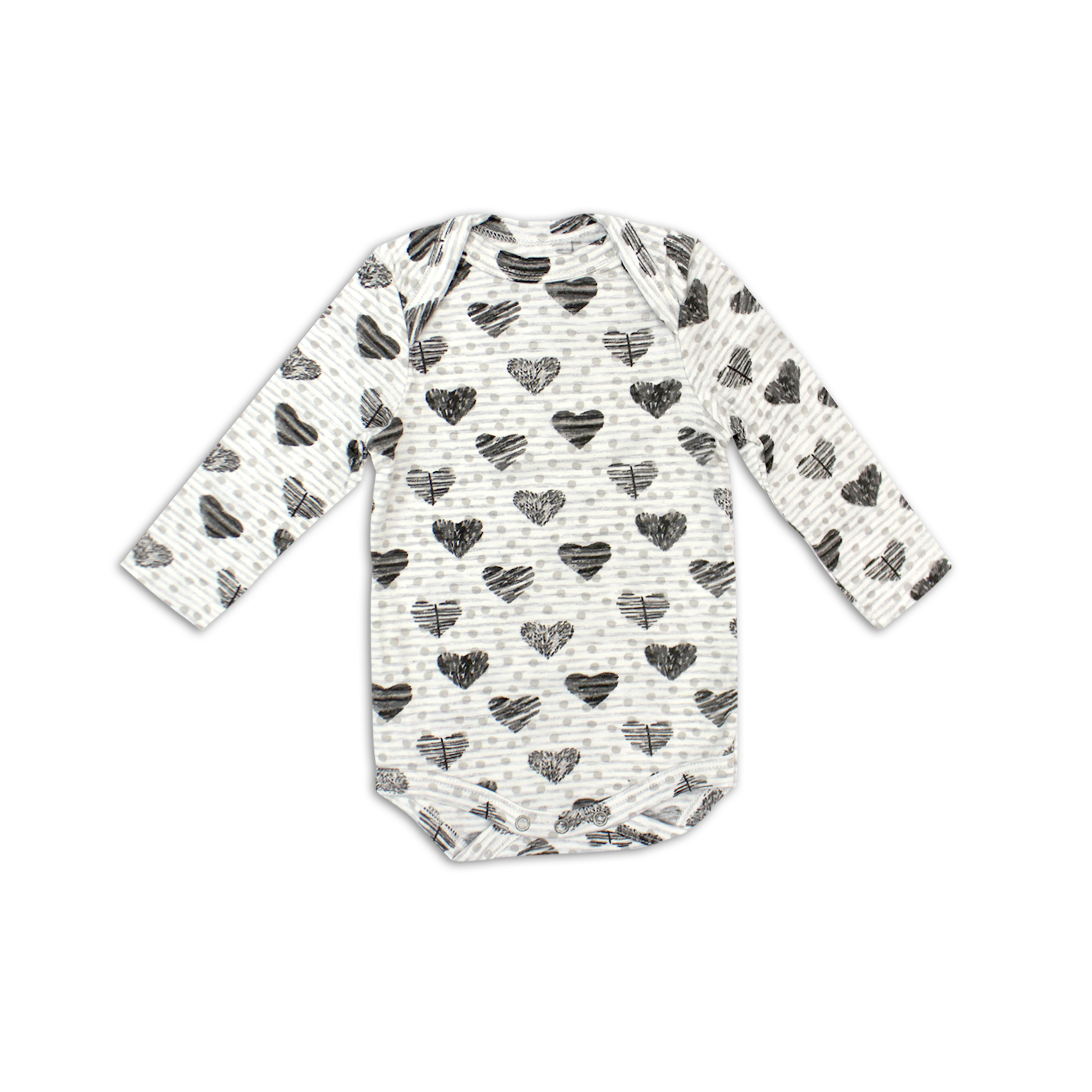 Coccoli Modal Jersey Bodysuit - Dove Grey & Slate Hearts