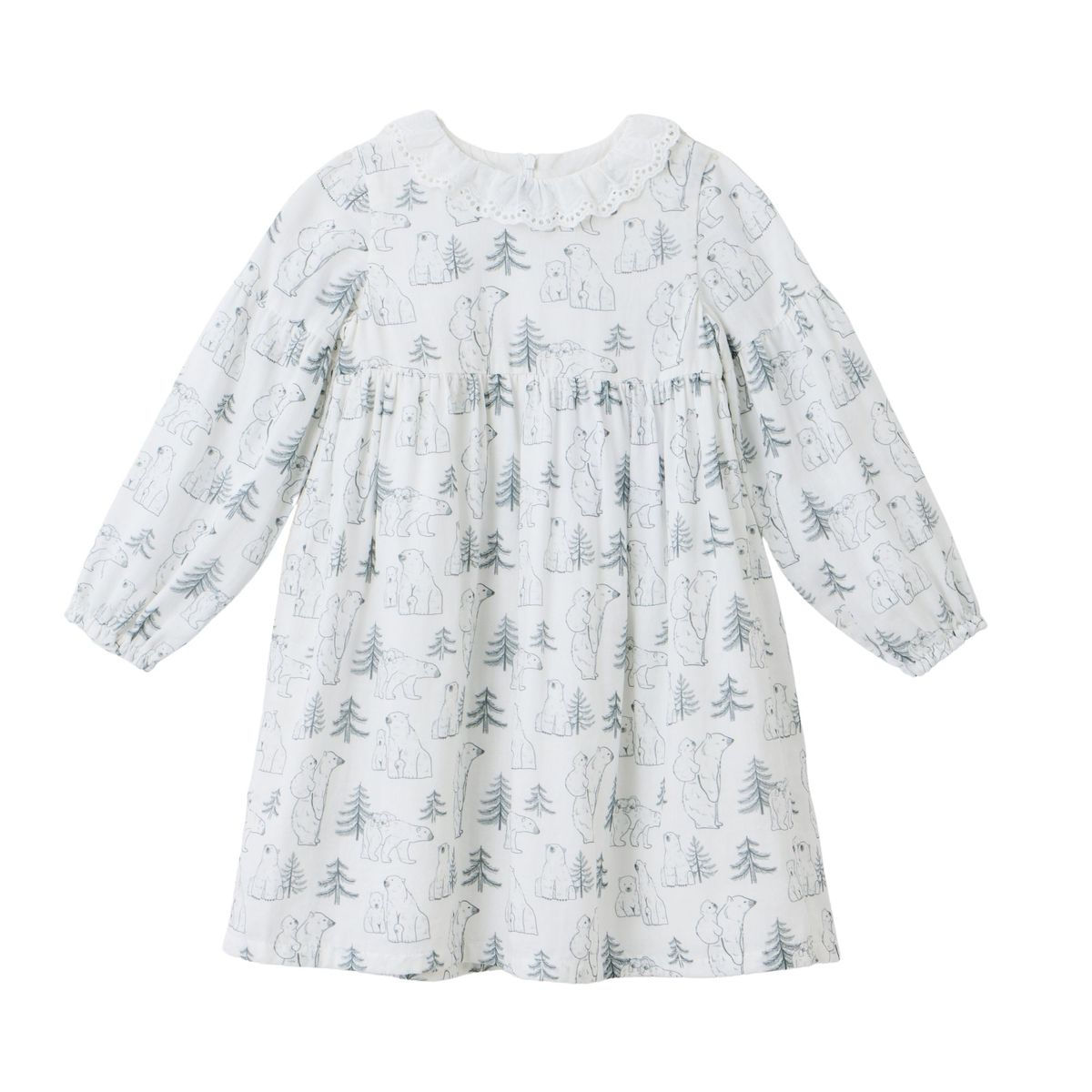 Blara Organic Polar Girls Dress - Polar Bear Family