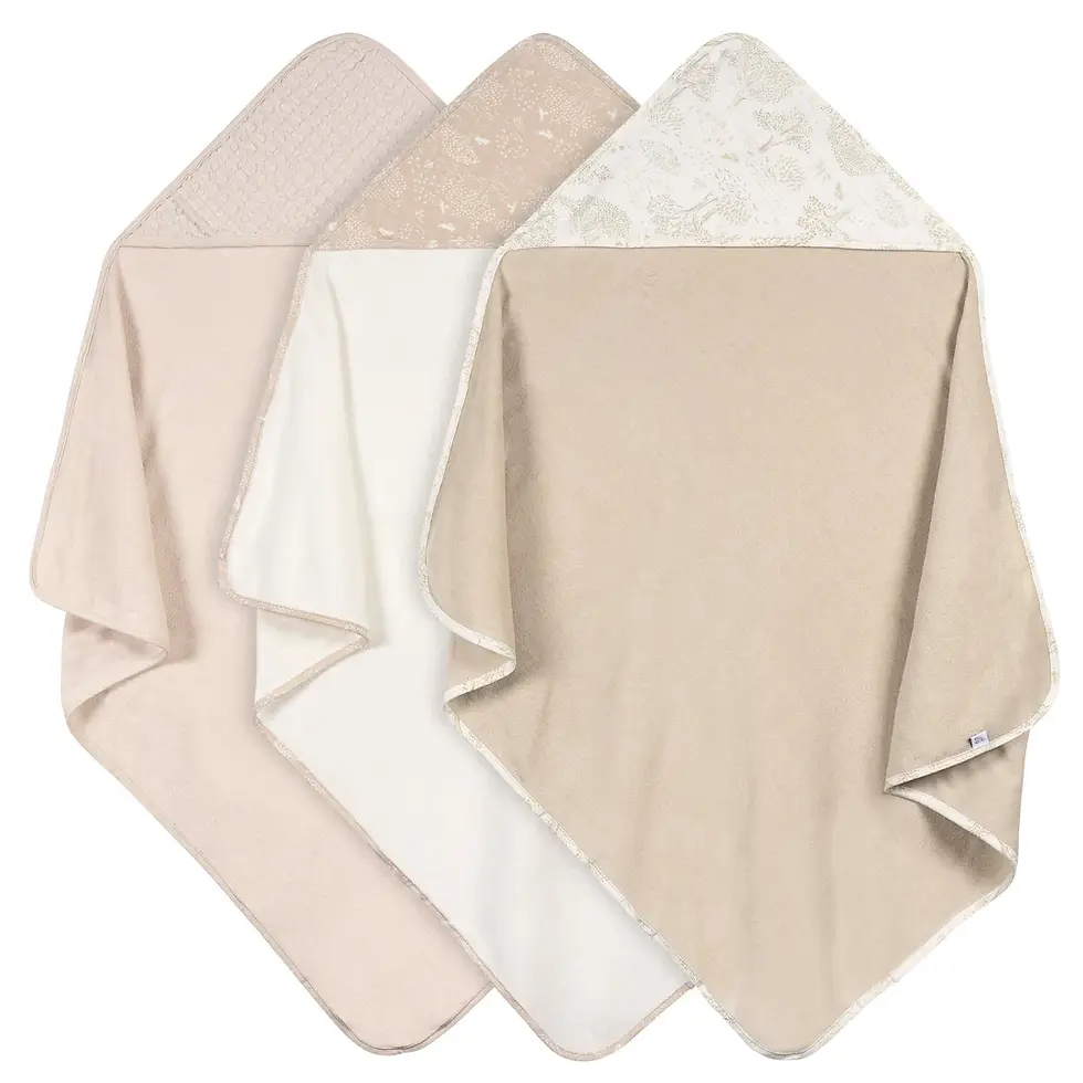 Just Born by Gerber Baby Boy 3-Pack Hooded Towels - Tan