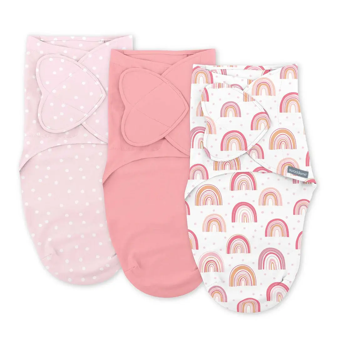 Swaddleme 3 pack Monogram Collection Swaddle - Rainbow