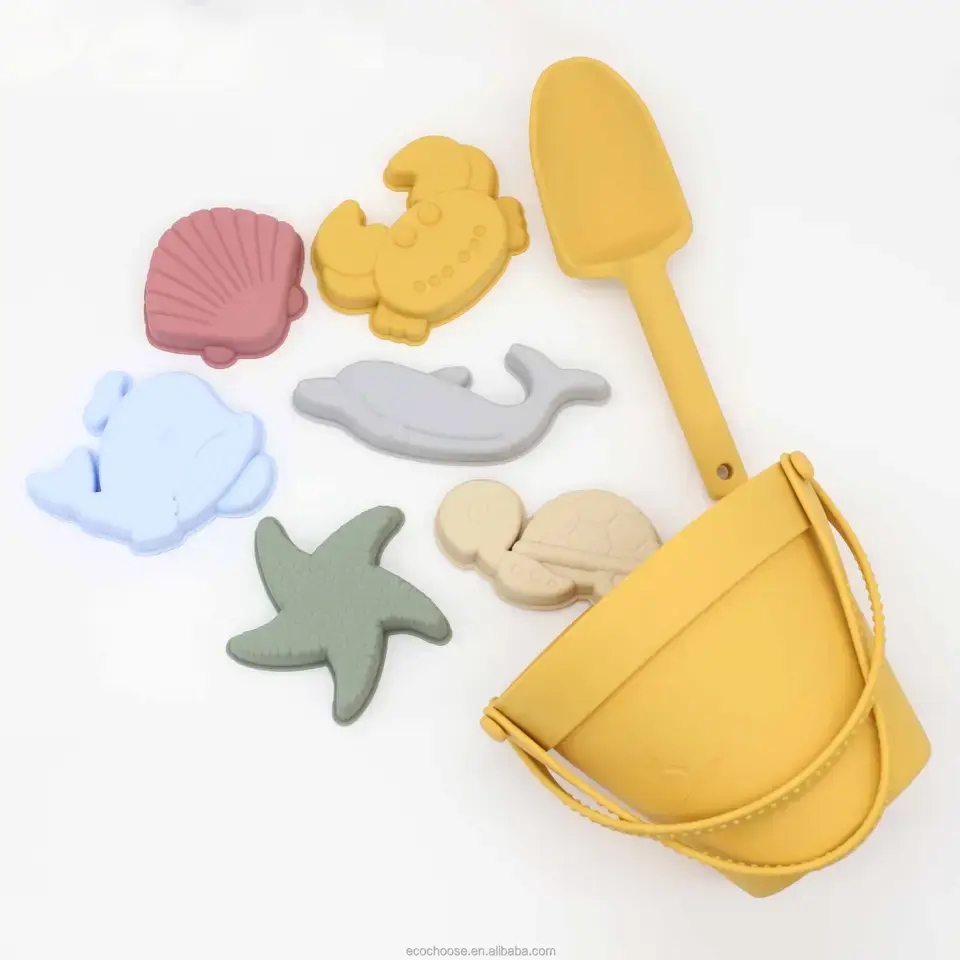 Thumbnail: Silicone Bucket with Shovel & 6 Toys