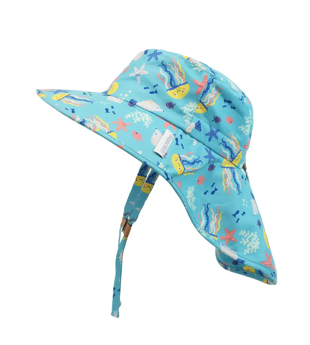 FlapjackKids UPF 50+ Jellyfish Sun Hat with Neck Cape