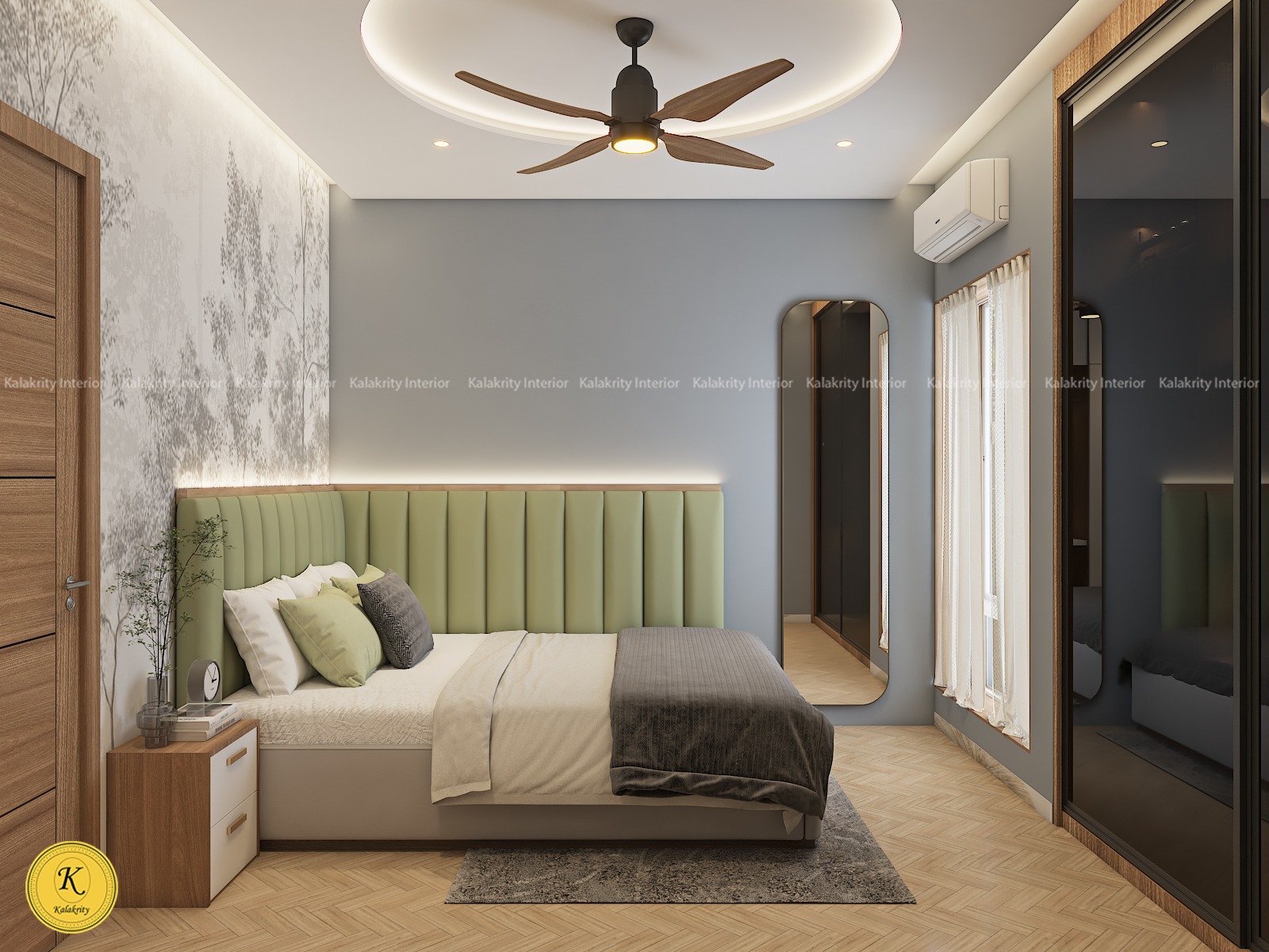 A bedroom designed by Kalakrity Interiors in Kolkata