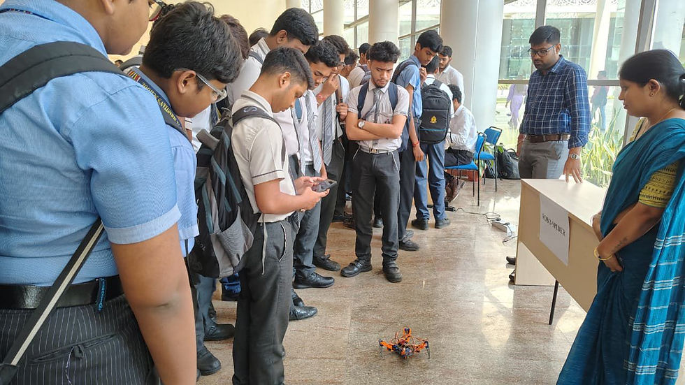 Class 11 and 12 science students of St. Sebastian’s School Tangra learning core robotics concepts while testing a smart robot car project
