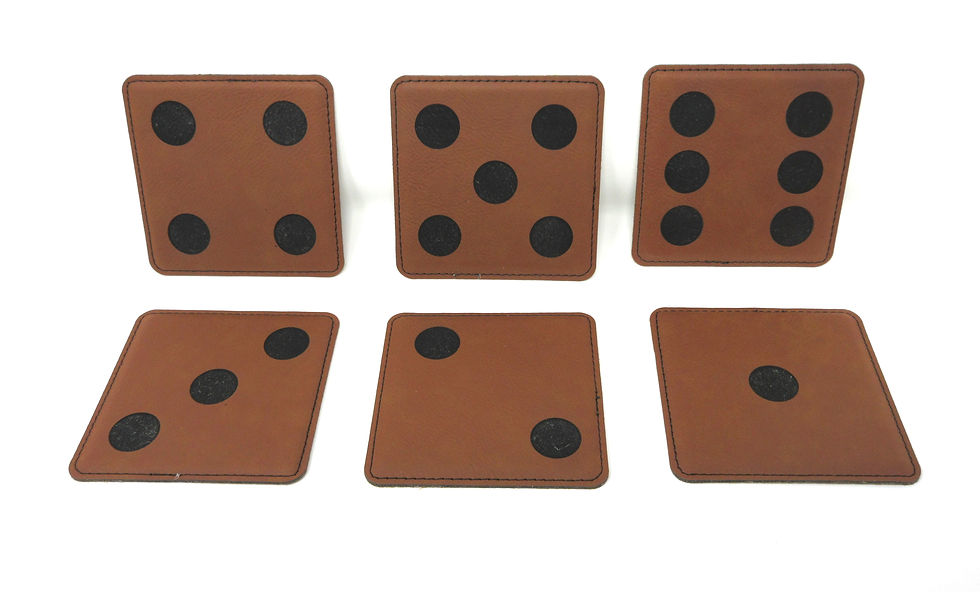 Thumbnail: Dice Coaster 4" x 4" Set of 6 Leatherette with Storage