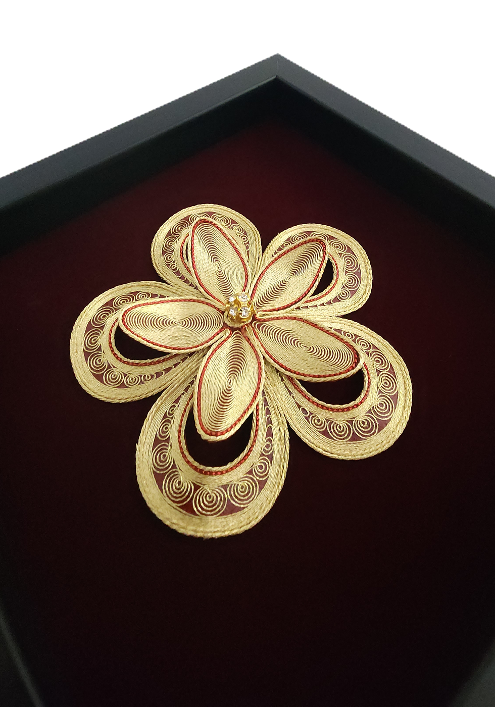 Thumbnail: Framed Gold/Red Dahlia Flower Art Gift