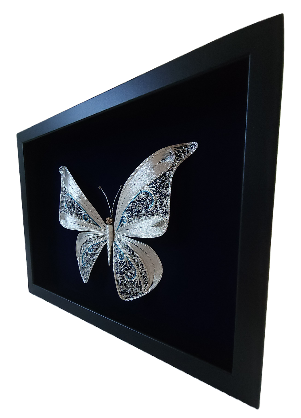 Thumbnail: Framed Silver/Blue Mormon Butterfly Art Gift