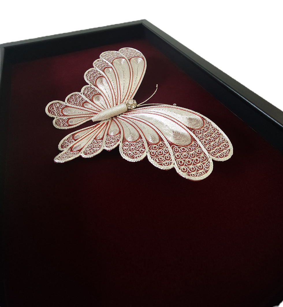 Thumbnail: Framed Silver/Red Atlantis Butterfly Art Gift