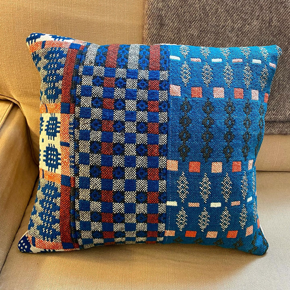 Thumbnail: A pair of vintage welsh blanket cushions