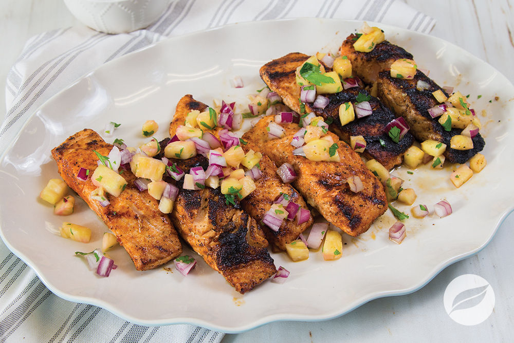 BBQ Rubbed Salmon with Pineapple Salsa
