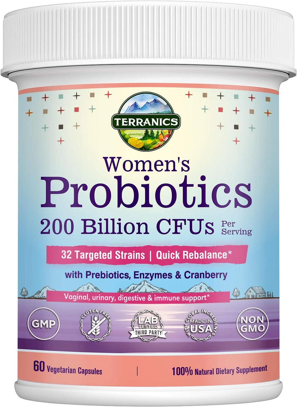 Terranics Daily Probiotics for Women, 200 Billion 32 Strains Womens Probiotics