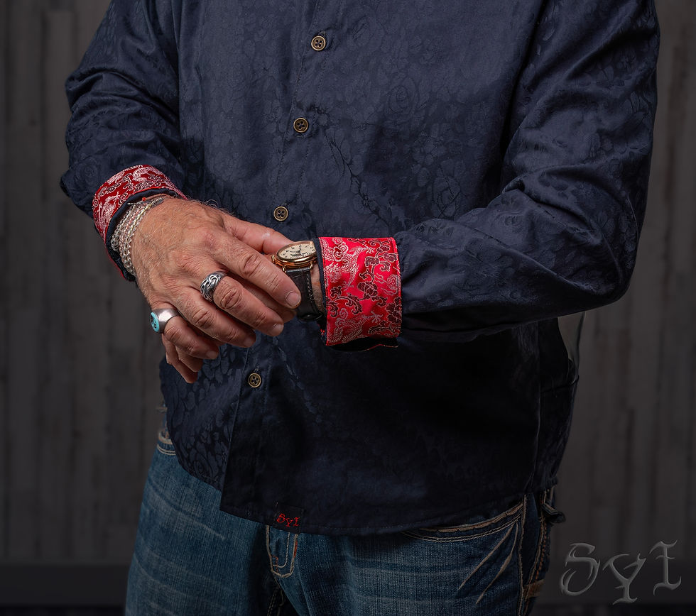 Thumbnail: Black Floral Custom Button Up Shirt