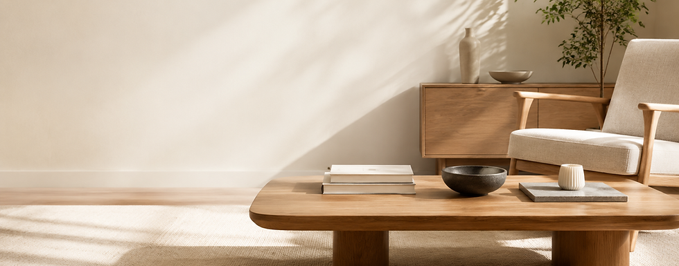 Minimalist living room by werkelhomesg with oak furniture.