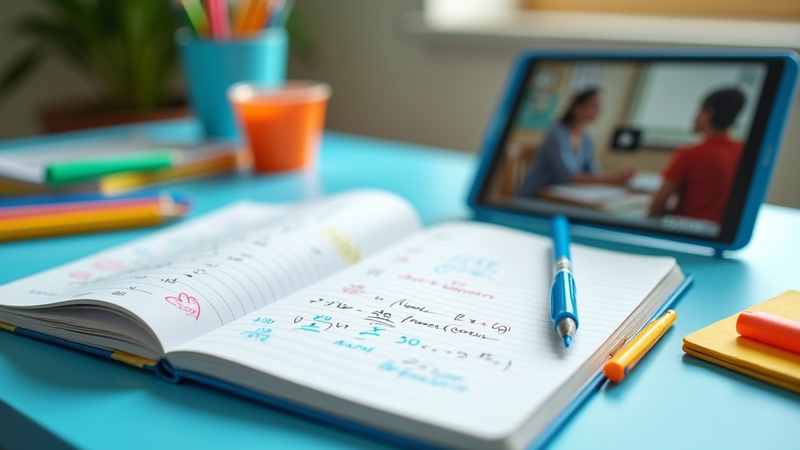 Cahier de révision papier avec tablette pour les révisions en ligne