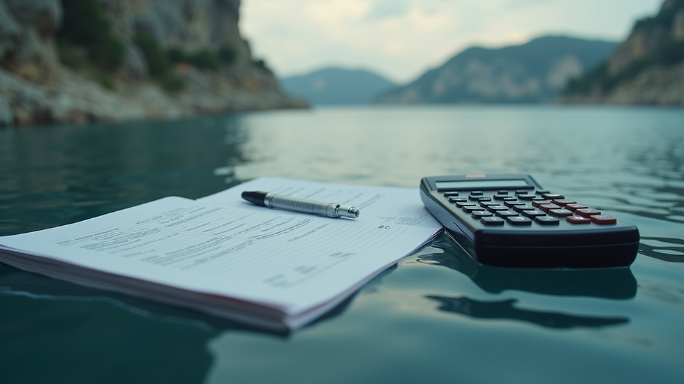 Vue en plongée d’une calculatrice et d’un carnet de factures