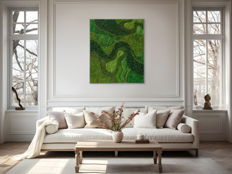 moss art installation in luxury home