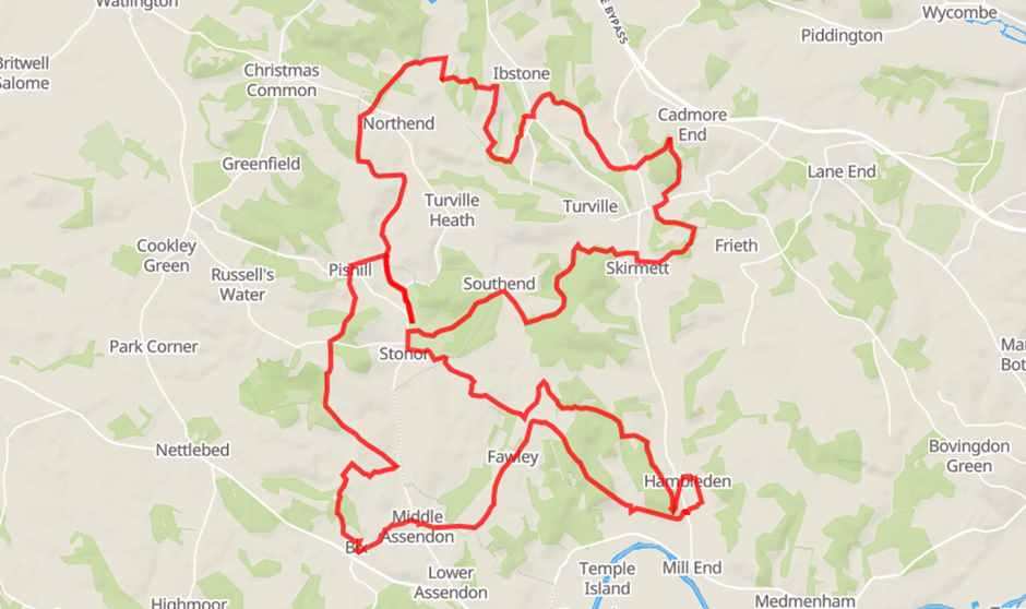 Route map of Hundred Hills 50km by Centurion Running