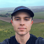 Picture of me, running on the trail. The North Downs Way, at Detling.