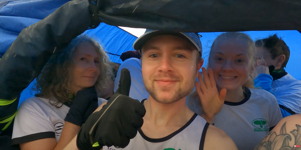 Taking shelter with my running club, The Maidstone Harriers, before taking on the Minnis Bay cross country race, which went painfully wrong for me...