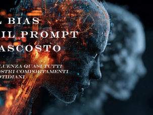 Immagine concettuale che rappresenta la distorsione dell'intelligenza artificiale, l'inquadratura dei prompt e le distorsioni cognitive umane