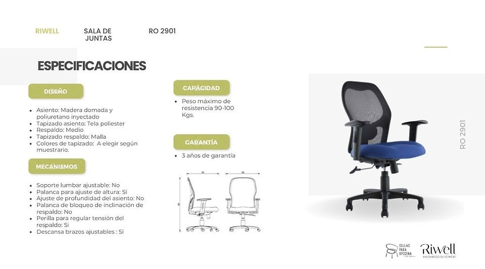 Encuentra la silla de oficina ideal en RIWELL. Contamos con una gama completa de sillas ergonómicas 