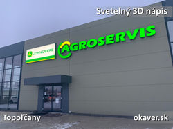 Svetelný 3D nápis - AGROSERVIS - Topoľčany