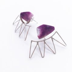 Cosmos Collection - stud ear jacket earrings made from resin and silver