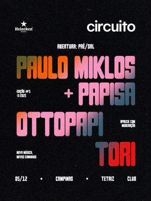 Circuito #05 reúne Paulo Miklos & Papisa, Tori e Ottopapi em encontro potente de gerações