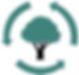 Icon of a black and green tree surrounded by a circle of 3 arrows