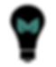 Icon of a black light bulb with green leaves in the globe