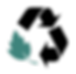 Icon with a green leaf and black recycling symbol