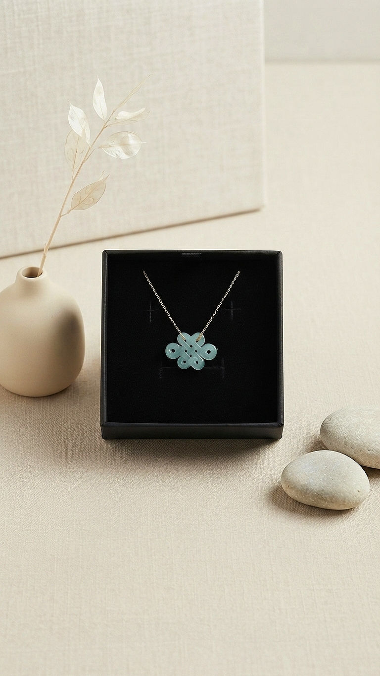 Thumbnail: Eternal Chinese Knot Jadeite Pendant 中国节翡翠吊坠