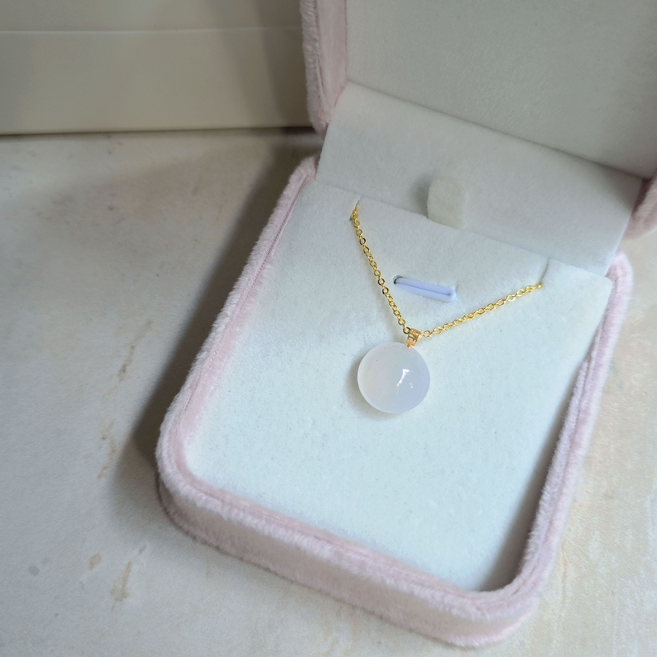 Luminous Icy Jadeite Cabochon Pendant 白冰蛋面吊坠