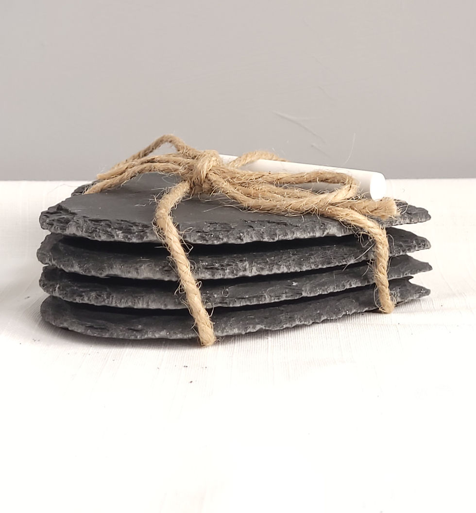 Thumbnail: Natural Slate Heart-Shaped Coasters (Set of 4) with Chalk