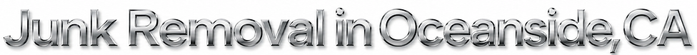 Chrome-style “Junk Removal in Oceanside, CA” graphic for Junk Miners, promoting junk hauling, cleanouts, furniture removal, a