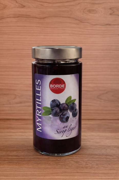 Lett blåbærsirup Myrtille Sirop Léger fruktig sirup av blåbær