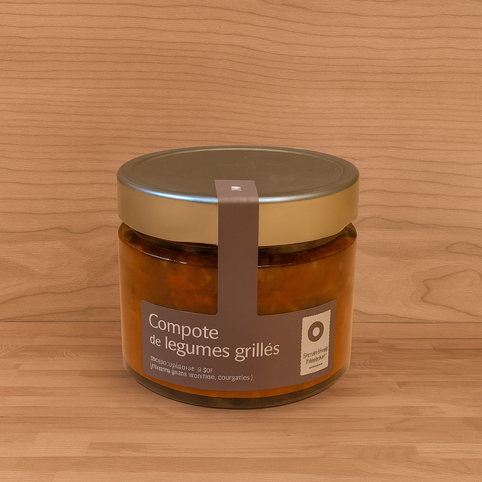 Kompott av grillede grønnsaker Compote de légumes grillés middelhavsdelikatesse