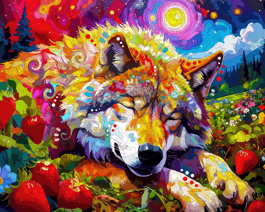 The Strawberry Field Wolf Mini Print (Ltd. Edition)