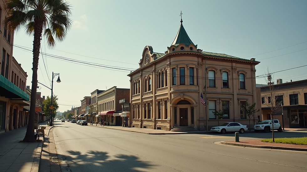 Eye-level view of a historic building in Crestview