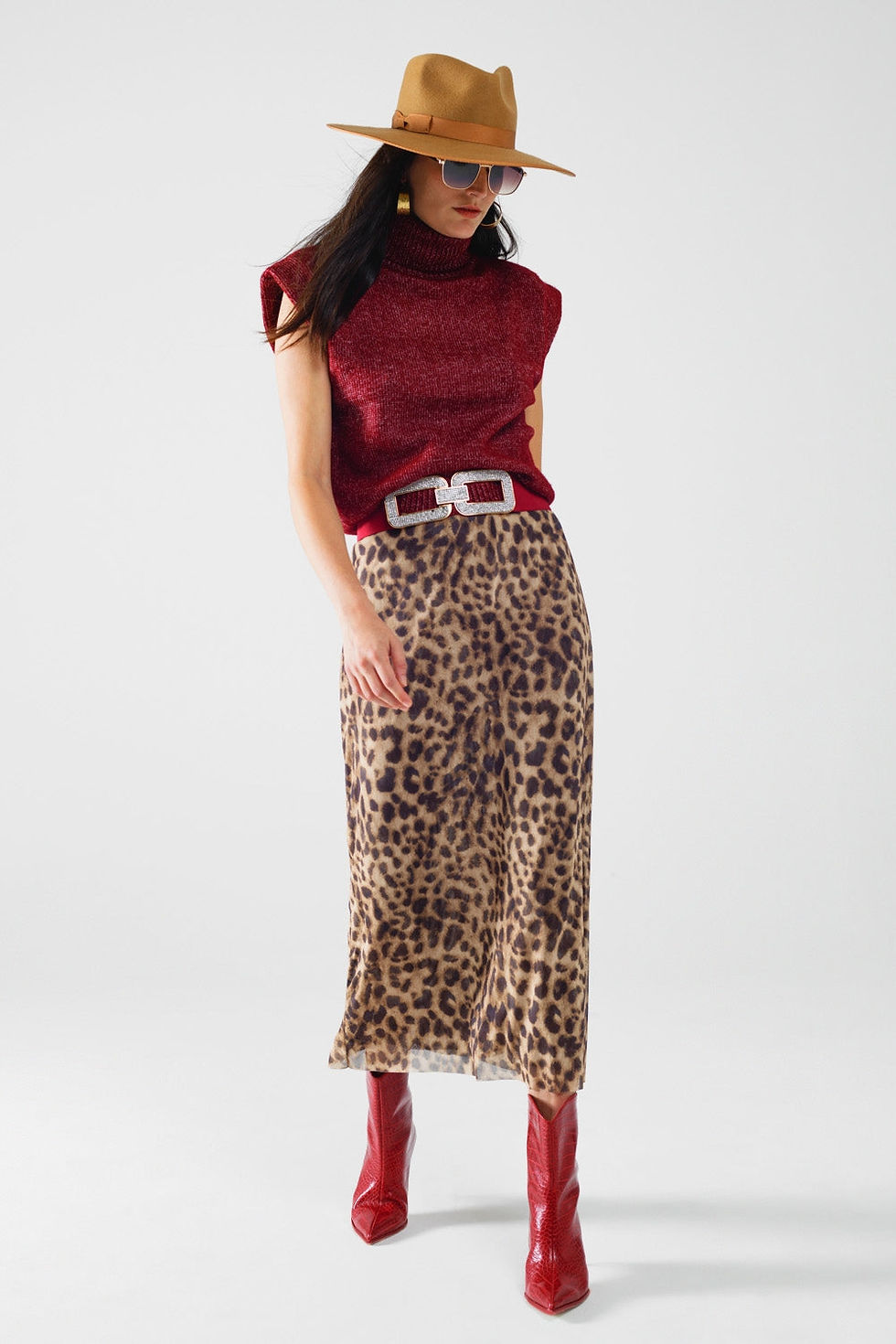 Miniaturbild: Cozy Turtleneck Sleeveless Sweater in Burgundy