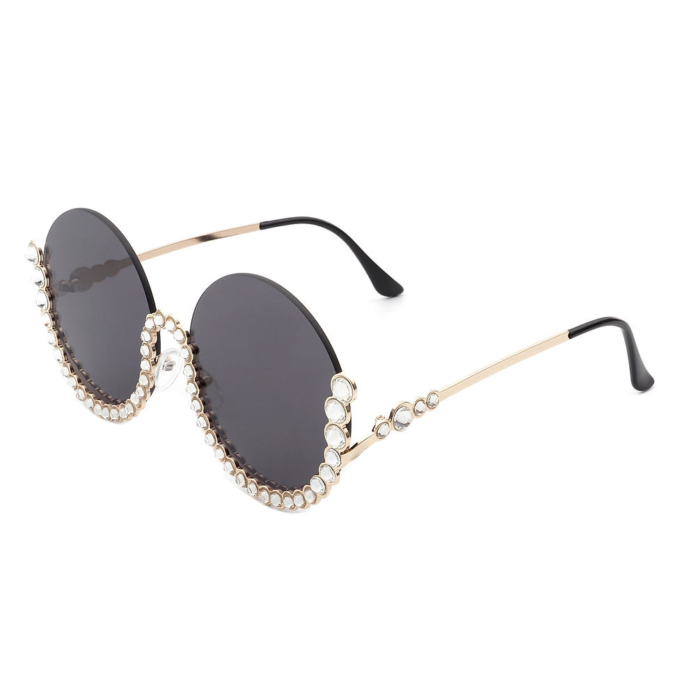Miniaturbild: Gloriana - Women Circle Half Frame Oversize Rhinestone Fashion Round Sunglasses