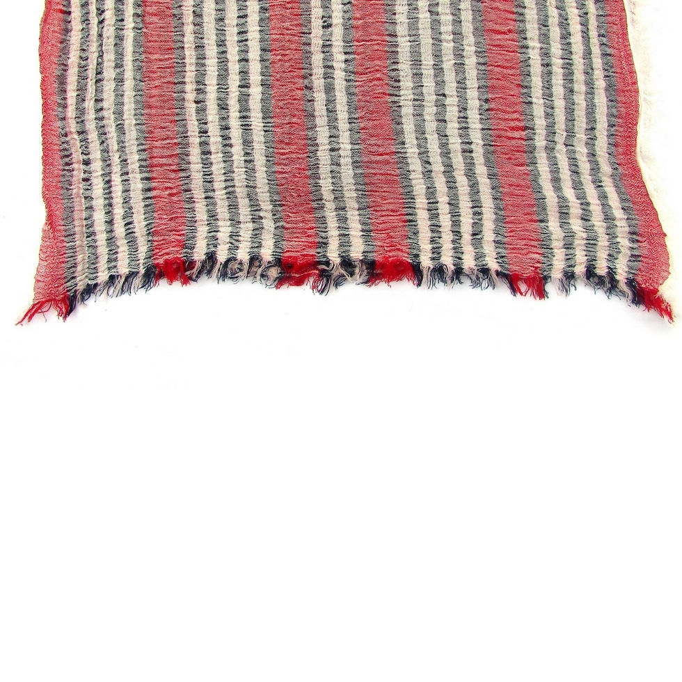 Thumbnail: Turkish Cotton Blend Fringed Hobo Scarf Navy Blue/White/Red