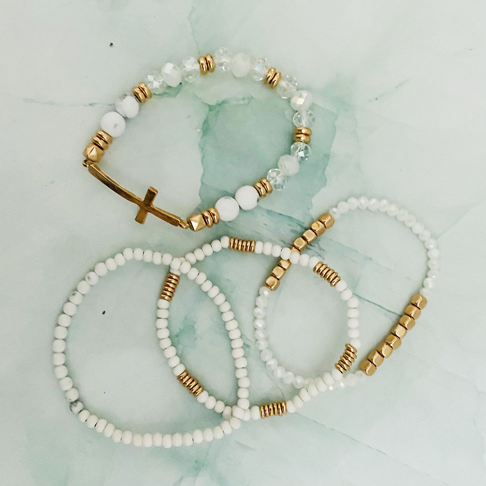 Miniaturbild: Set of 4, Stone and Wooden Beads Bracelet