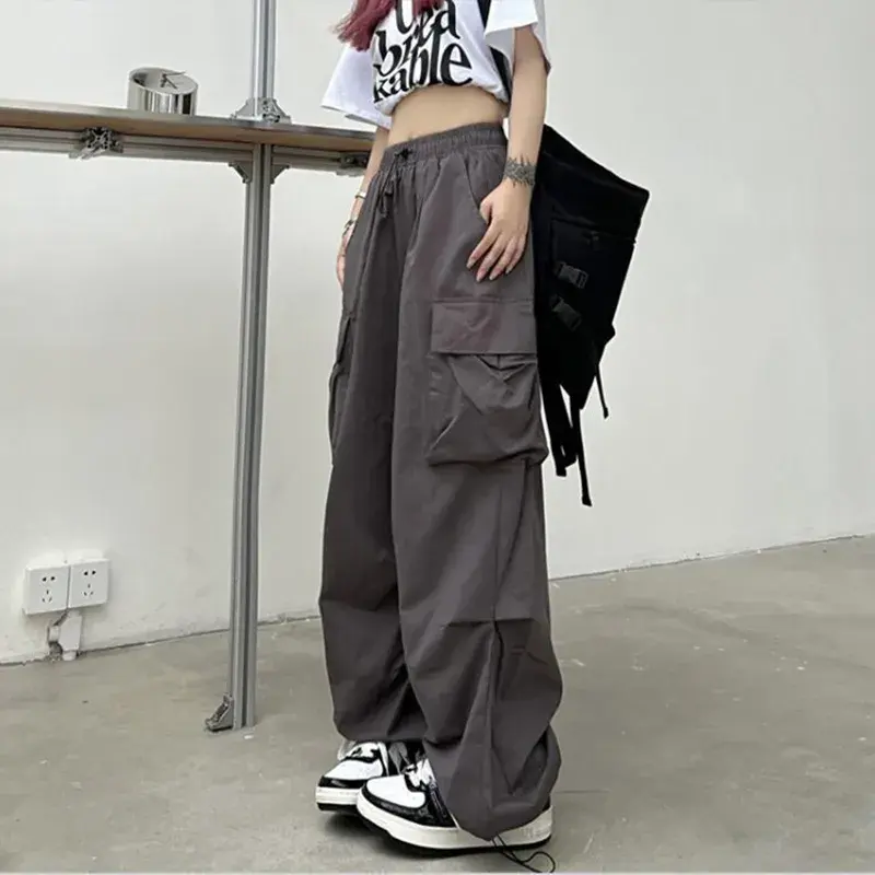 Thumbnail: 2024 Women Casual Joggers Tech Pants Solid Low Waist Pants Drawstring Wide Leg
