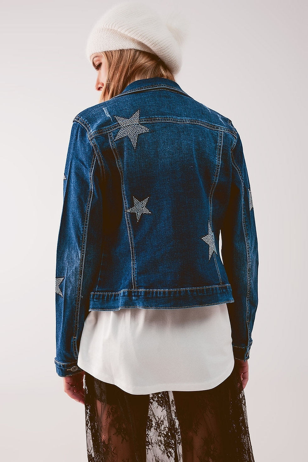 Thumbnail: Denim Jacket With Star Embellishment in Midwash