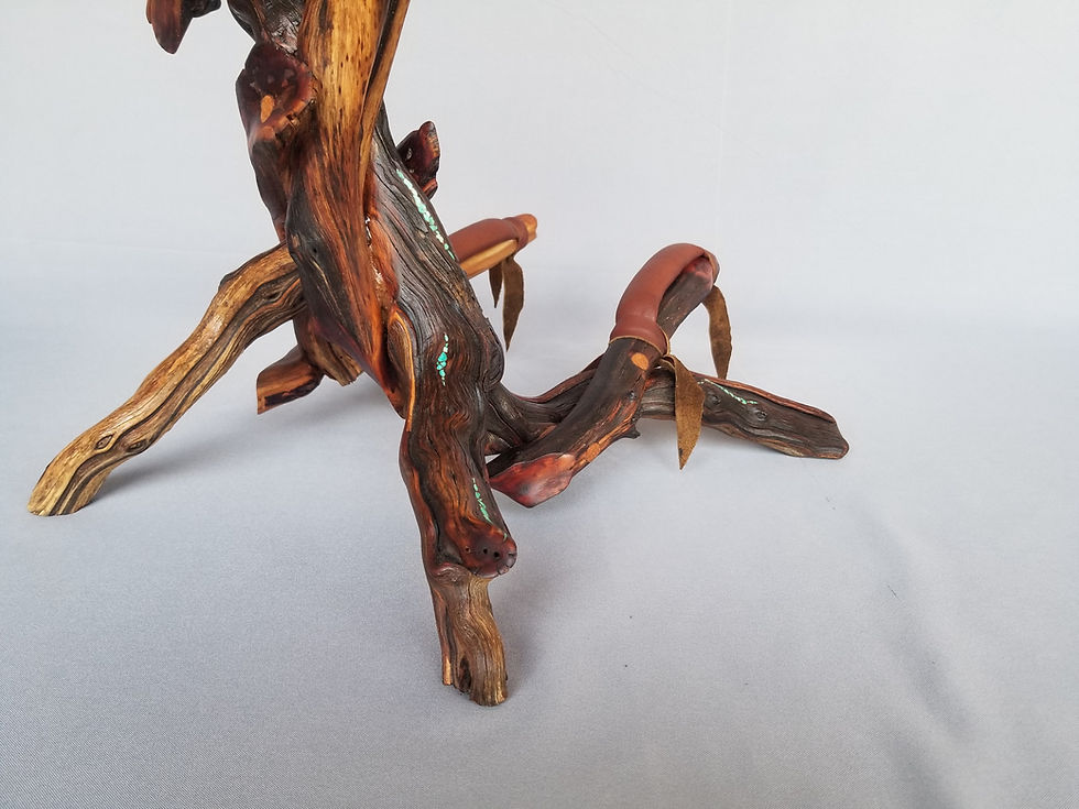 Thumbnail: #25 Custom Manzanita Guitar Stand with Turquoise Inlay