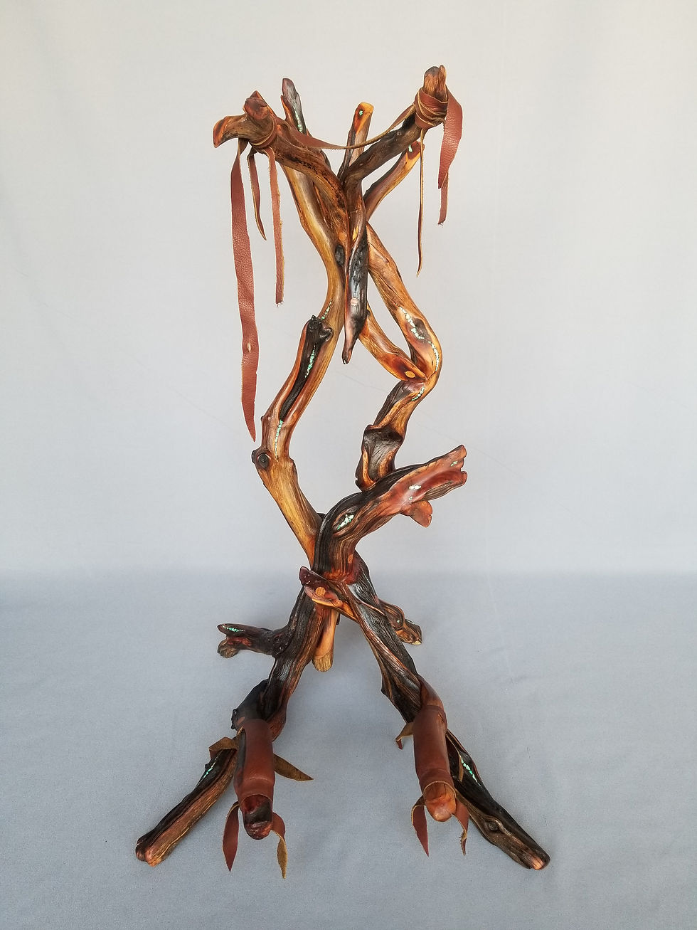 Thumbnail: #25 Custom Manzanita Guitar Stand with Turquoise Inlay