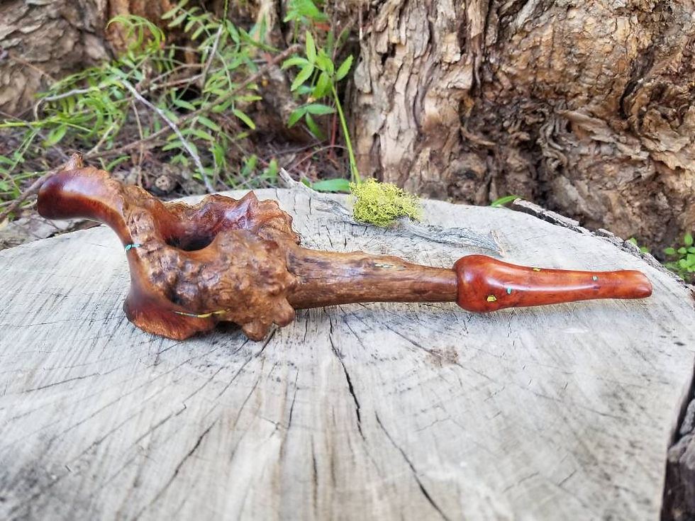 Thumbnail: Manzanita Wood Smoking Pipe,  Ceremony, Mapacho Ritual Pipe, Live Edge, Amboyna