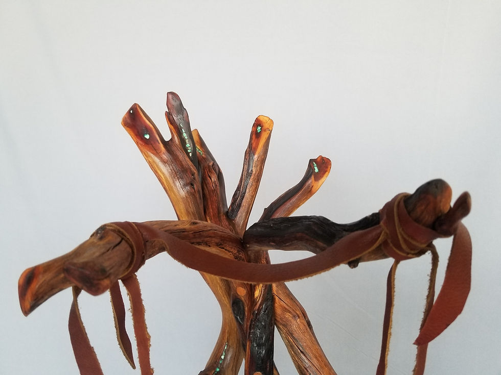 Thumbnail: #25 Custom Manzanita Guitar Stand with Turquoise Inlay