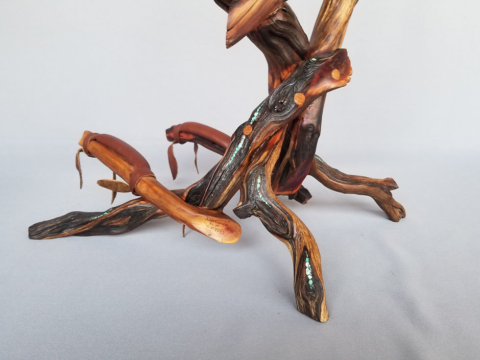 Thumbnail: #25 Custom Manzanita Guitar Stand with Turquoise Inlay